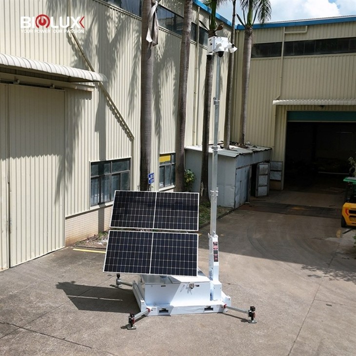HiSKID Solar CCTV Tower HiSKID Portable Solar Security Camera Trailer With Wireless CCTV Tower For Jobsite Monitoring factory