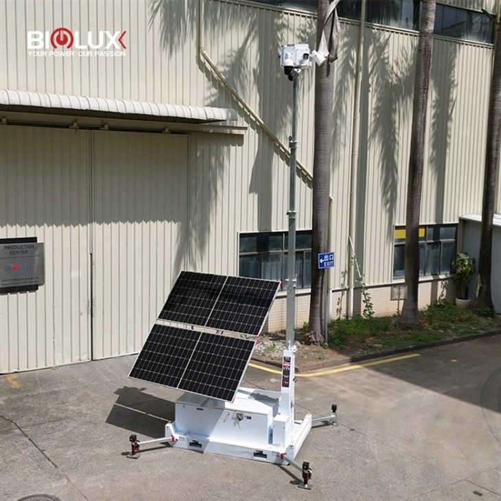 HiSKID Solar CCTV Tower HiSKID Portable Solar Security Camera Trailer With Wireless CCTV Tower For Jobsite Monitoring high quality