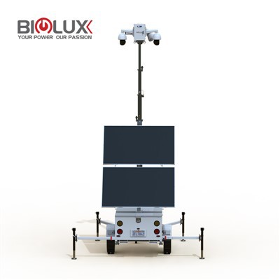 Surveilancetrailer solar mobil din China cu Switch Poe și HD Camera